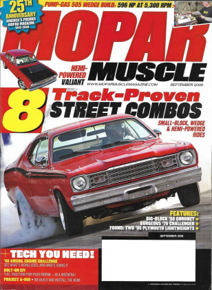 MOPAR MUSCLE 2008 SEPT - CHALLENGER R/T, HEMI VALIANT, MONSTER HEMI & WEDGE